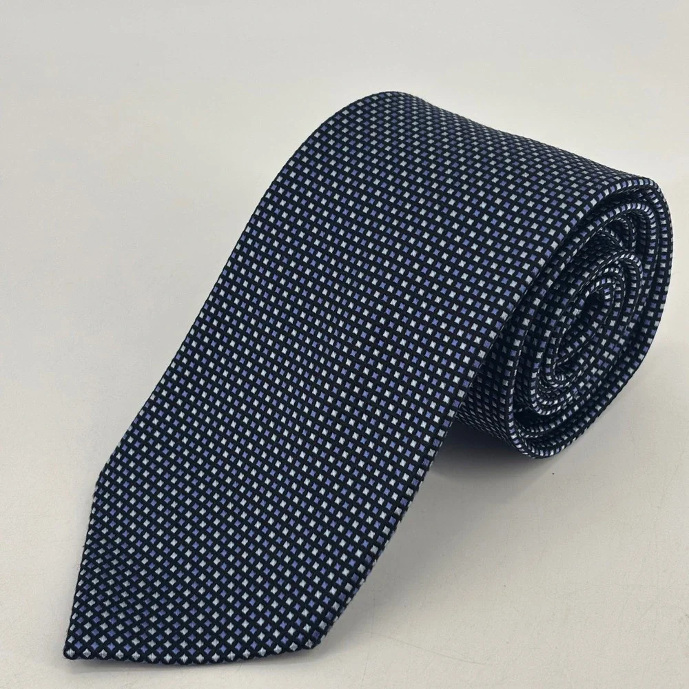 Jos. A. Bank Necktie Mens OS Blue Geometric Diamond Silk Signature Collection